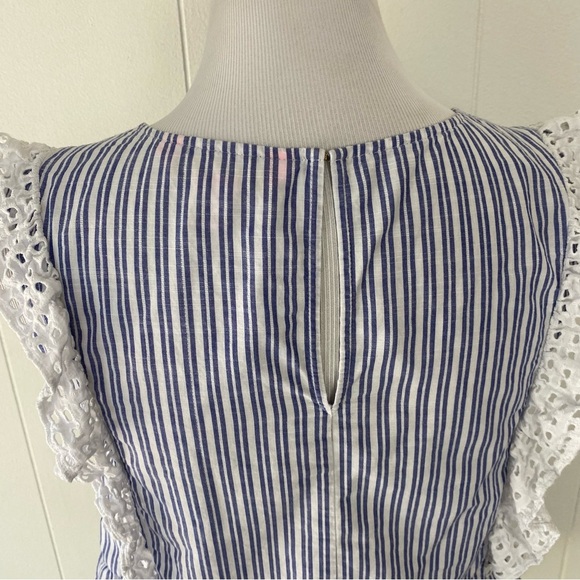 Lilly Pulitzer Ellis Top Womens S Blue Thistle Sleeveless Peplum Ruffle Flaw* - Picture 9 of 16